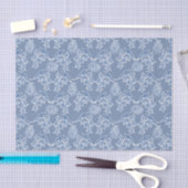 Chic Indigo Blue Ethnic Floral Print Tissue Paper Seidenpapier (Handwerk)