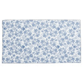 Chic Indigo Blue on White Ethnic Floral Print Kissenbezug (Vorderseite-Rechts)