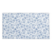 Chic Indigo Blue on White Ethnic Floral Print Kissenbezug (Rückseite-Links)