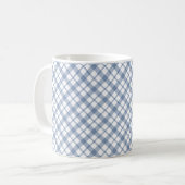 Chic Indigo Blue White Preppy Karo Kaffee Tasse (Vorderseite Links)