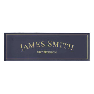 Chic Indigo Dark Blue & Luxury Golden Beruflich Namenschild