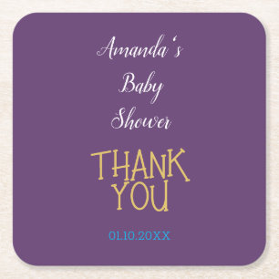 Chic Indigo Gold Color Minimalistisch Baby Dusche Rechteckiger Pappuntersetzer