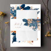 Chic Indigo Rust Monogram Wedding Einladungsbanderole