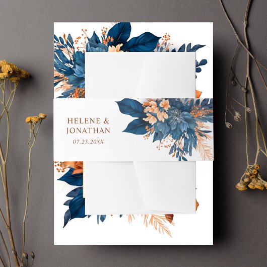 Chic Indigo Rust Wedding Einladungsbanderole