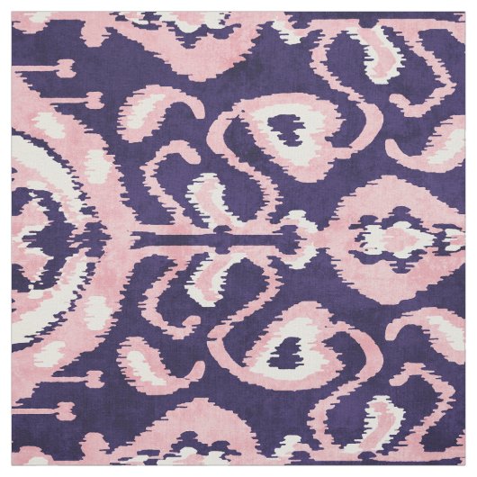 Chic Indigoblau und rosa Katzenmuster Stoff (Muster)