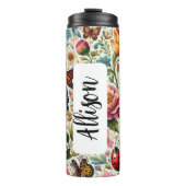 Chic individuelle Name Blume, Ladybug, Schmetterli Thermosbecher (Vorderseite)