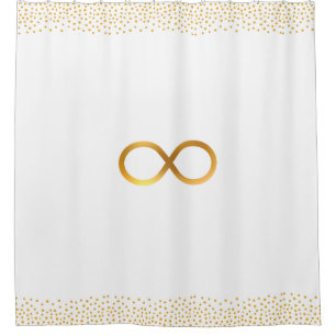 Chic Infinity Symbol & Gold Confetti auf Weiß Duschvorhang