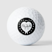 Chic Initial Letter Monogram Schwarz-weißes Herz Golfball (Vorderseite)