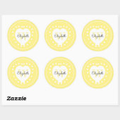 Chic Initial Letter Monogram Yellow White Heart Runder Aufkleber (Blatt)