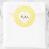 Chic Initial Letter Monogram Yellow White Heart Runder Aufkleber (Tasche)