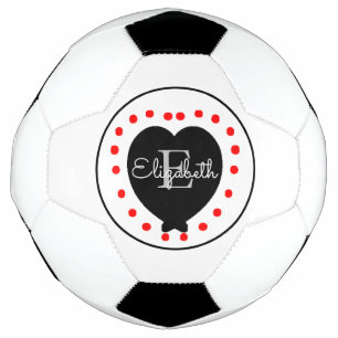 Chic Initial Monogram Black Gray Red Heart Fußball