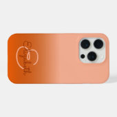 Chic Initial Monogram Cantaloupe Orange Ombre Name iPhone Hülle (Rückseite (Horizontal))