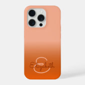 Chic Initial Monogram Cantaloupe Orange Ombre Name iPhone Hülle (Rückseite)
