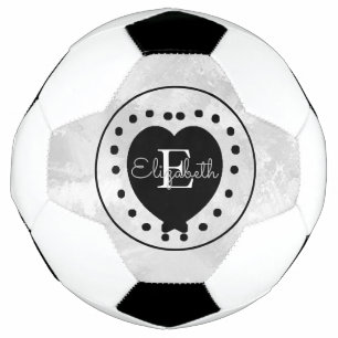 Chic Initial Monogram Schwarz-weiß Graues Herz Fußball