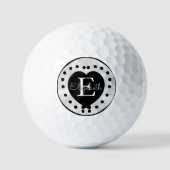 Chic Initial Monogram Schwarz-weiß Graues Herz Golfball (Vorderseite)