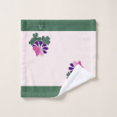 Chic Initial Name Green Blush Butterfly Blume Badhandtuch Set (Waschlappen)