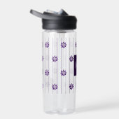 Chic Initialen Script Schrift Violette Linien & Bl Trinkflasche (Rechts)