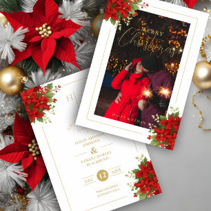 Chic Initials Floral Christmas Bouquets Foto Save The Date