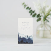 Chic Ink Blue Navy Wasserfarbe Pine Woods Mountain Visitenkarte (Stehend Vorderseite)