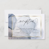 Chic Inky Dusty Blue Mauve Empfang Einladung (Vorderseite)