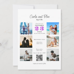 Chic Instagram Foto Collage UAWG QR Code Hochzeit Einladung