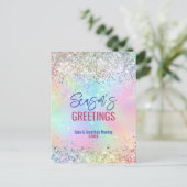 Chic iridescent Einhorn Glitzer Weihnachten neues Postkarte (Stehend Vorderseite)