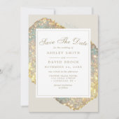 Chic Iridescent Glitzer Save the Date Card (Vorderseite)