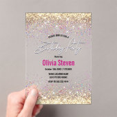 Chic iridescent gold Imitats Glitzer Geburtstag Acryleinladungen (Insitu (Handheld))