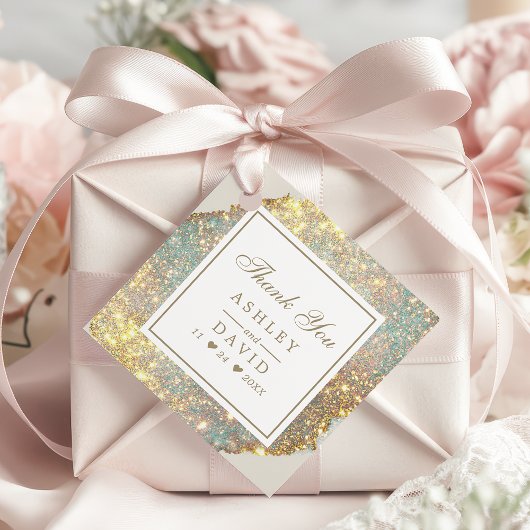 Chic Iridescent Holographic Glitzer Favor Tag Geschenkanhänger