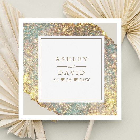 Chic Iridescent Holographic Glitzer Wedding Serviette