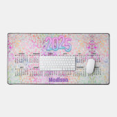 Chic iridescent Leopard Print 2025 Kalender Schreibtischunterlage (Tastatur & Maus)