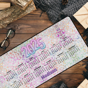 Chic iridescent Leopard Print 2025 Kalender Schreibtischunterlage