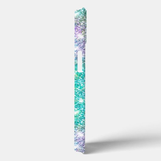Chic iridescent lila Blue Imitats Glitzer Monogram Case-Mate iPhone Hülle (Rückseite / Rechts)