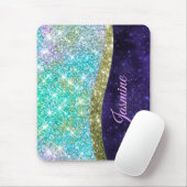 Chic iridescent lila Blue Imitats Glitzer Monogram Mousepad (Mit Mouse)