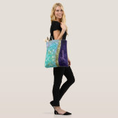 Chic iridescent lila Blue Imitats Glitzer Monogram Tasche (Am Model)