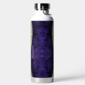 Chic iridescent lila Blue Imitats Glitzer Monogram Trinkflasche (links)