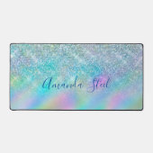 Chic iridescent ombre blauen Imitate Glitzer Schreibtischunterlage (Vorderseite)