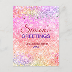 Chic iridescent ombre Glitzer Weihnachten neues Ja Postkarte