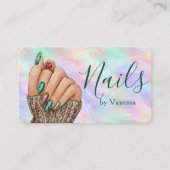 Chic Iridescent Opal Manicurist Artist Nail Studio Visitenkarte (Vorderseite)