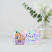 Chic Iridescent Opal Manicurist Nail Artist Studio Visitenkarte (Stehend Vorderseite)