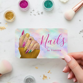 Chic Iridescent Opal Nail Salon Manicurist Artist Visitenkarte