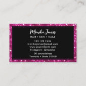 Chic Iridescent Pink Imitats Glitzer Monogram Visitenkarte (Rückseite)