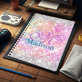 Chic iridescent rosa silberne Imitate Glitzer Mono Notizblock