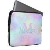 Chic iridescent unicorn rosa Imitate Glitzer Monog Laptopschutzhülle (Vorne Rechts)