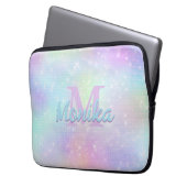 Chic iridescent unicorn rosa Imitate Glitzer Monog Laptopschutzhülle (Vorderseite Links)
