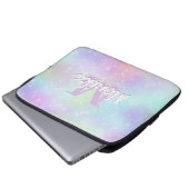 Chic iridescent unicorn rosa Imitate Glitzer Monog Laptopschutzhülle (Vorne Knopf)