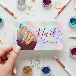 Chic iridischer Opal-Manicurist-Künstler-Nagelsalo Visitenkarte