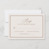 Chic Ivory and Taupe Border | Luxe Neutral Wedding RSVP Karte (Vorderseite)