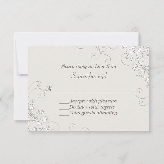 Chic Ivory and White Classic Wedding RSVP Card (Vorderseite)