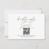 Chic Ivory Beige Bow Ribbon QR Code Wedding Rsvp Karte (Vorderseite)